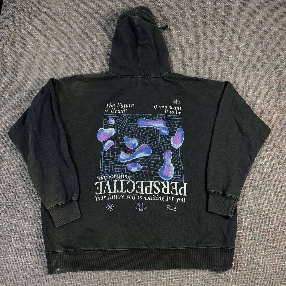 Perspective Graphic Hoodie Women S Black Oversized Streetwear